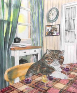 Ihre Majestät ist privat auch nur ein ganz normaler Mensch!, Öl auf Leinwand, 60 x 50 cm, 2024